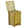 200L Outdoor Wooden Trash Bin with Lid and Door
