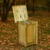 200L Outdoor Wooden Trash Bin with Lid and Door