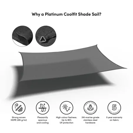 Shade Sail 285 gsm - 3x4m - Grey
