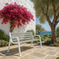 Bench with metal legs - grey