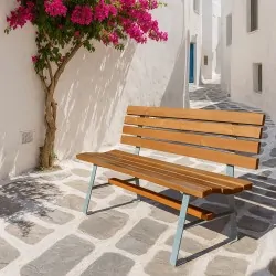 Wooden bench with metal base 180cm