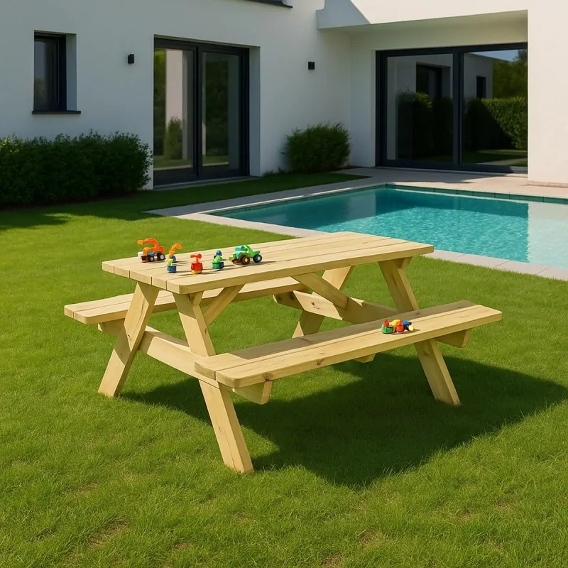 Children’s Wooden Picnic Table for Outdoor Use