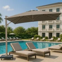 Premium Garden Umbrella 3x3.5m Beige Taupe