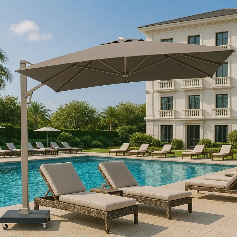 Premium Garden Umbrella 3x3.5m Beige Taupe