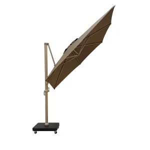 Premium Rotating Garden Umbrella 2.6x3.5m Beige Taupe