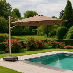Premium Rotating Garden Umbrella 2.6x3.5m Beige Taupe