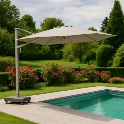 Premium Rotating Garden Umbrella 2.6x3.5m Beige