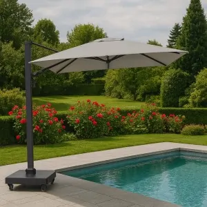 Premium Rotating Garden Umbrella 2.6x3.5m Anthracite Grey