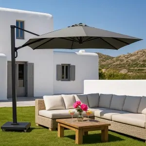 Premium Ομπρέλα Κήπου Ø3.5m Ανθρακί Γκρι