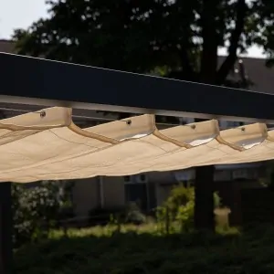 Harmonica Shade Sail 3,7x3,7m with Manual Opening Mechanism - Off White