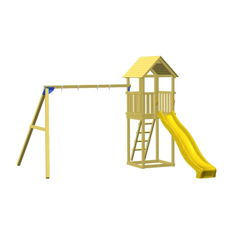 Kiosk Wooden Play Tower 150cm with Swing Extension