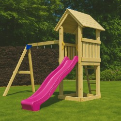 Kiosk Wooden Play Tower 150cm with Swing Extension