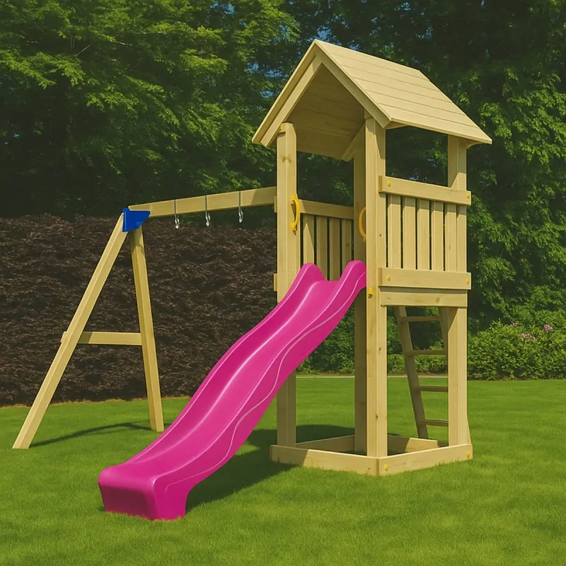 Kiosk Wooden Play Tower 150cm with Swing Extension