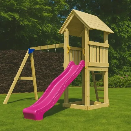 Kiosk Wooden Play Tower 150cm with Swing Extension