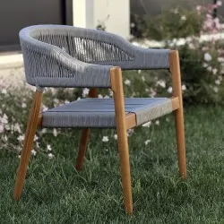 Premium Teak Chair with Grey Rope