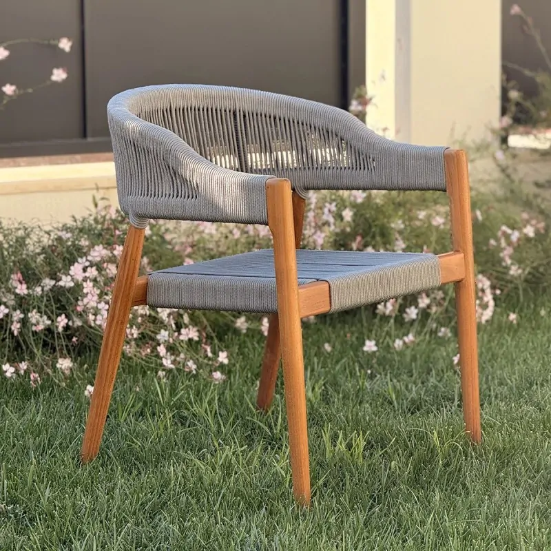 Premium Teak Chair with Grey Rope