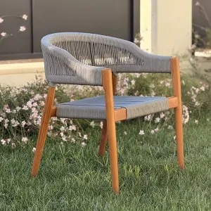 Premium Teak Chair with Grey Rope