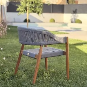 Premium Καρέκλα Teak με Γκρι Σχοινιά