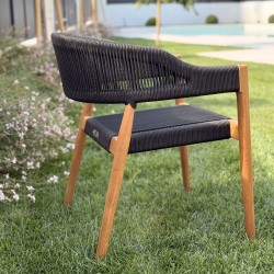 Premium Teak Chair with Black Rope