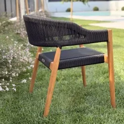 Premium Teak Chair with Black Rope