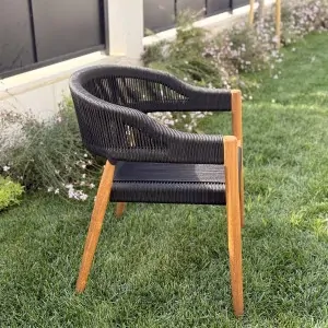 Premium Καρέκλα Teak με Μαύρα Σχοινιά