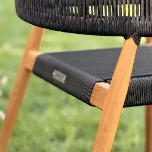 Premium Teak Chair with Black Rope