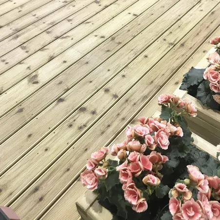 Grooved Pressure-Treated Deck Board 2.1 × 12 × 300 cm