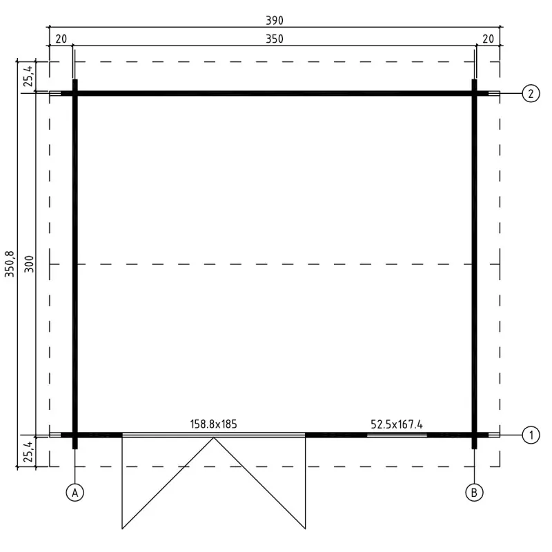 Ξύλινο Σπίτι Φαίδρα 370 x 320 εκ.