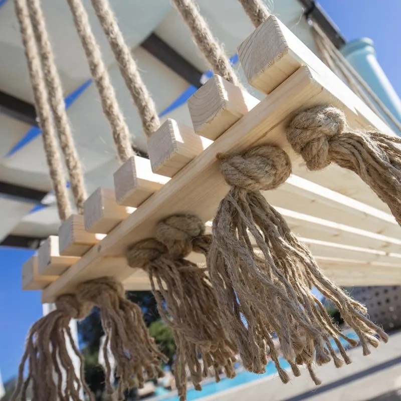 Double Wooden Swing with Jute Rope