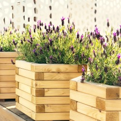 Small Hexagonal Wooden Planter 28x45cm