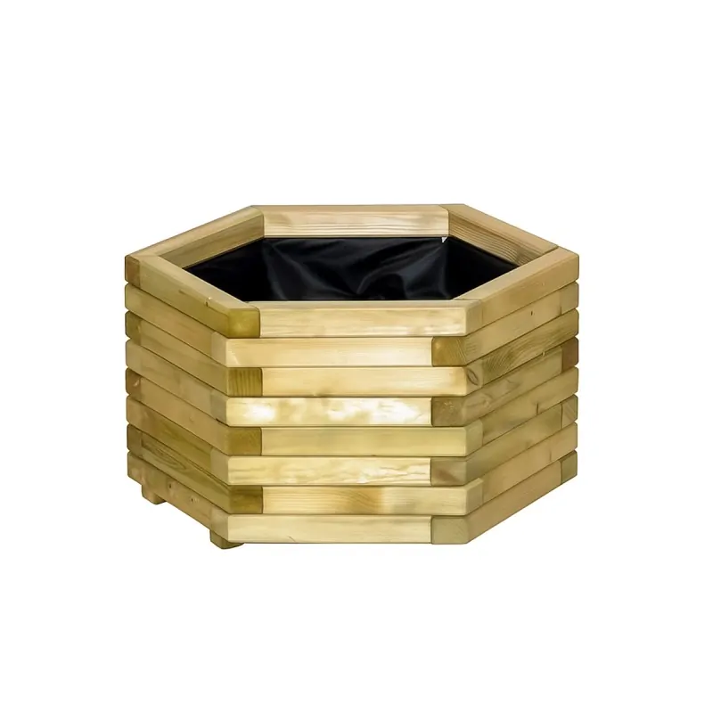 Large Hexagonal Wooden Planter 37x65cm