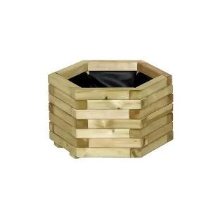 Medium Hexagonal Wooden Planter 33x55cm
