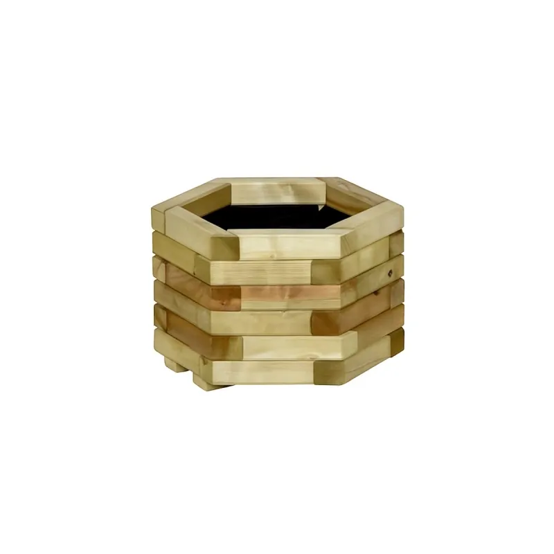 Small Hexagonal Wooden Planter 28x45cm