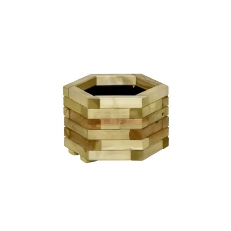 Small Hexagonal Wooden Planter 28x45cm