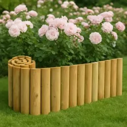 Ξύλινος Φράχτης σε Ρολό Ø4,5 × 30 × 180 εκ. – Roll Border Κήπου