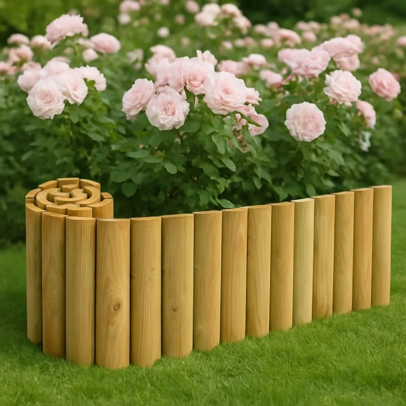 Ξύλινος Φράχτης σε Ρολό Ø4,5 × 30 × 180 εκ. – Roll Border Κήπου