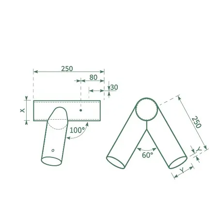 Swing Corner Oblique 100/80 – Round Wood Swing Bracket