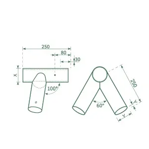 Swing Corner Oblique 100/80 – Round Wood Swing Bracket