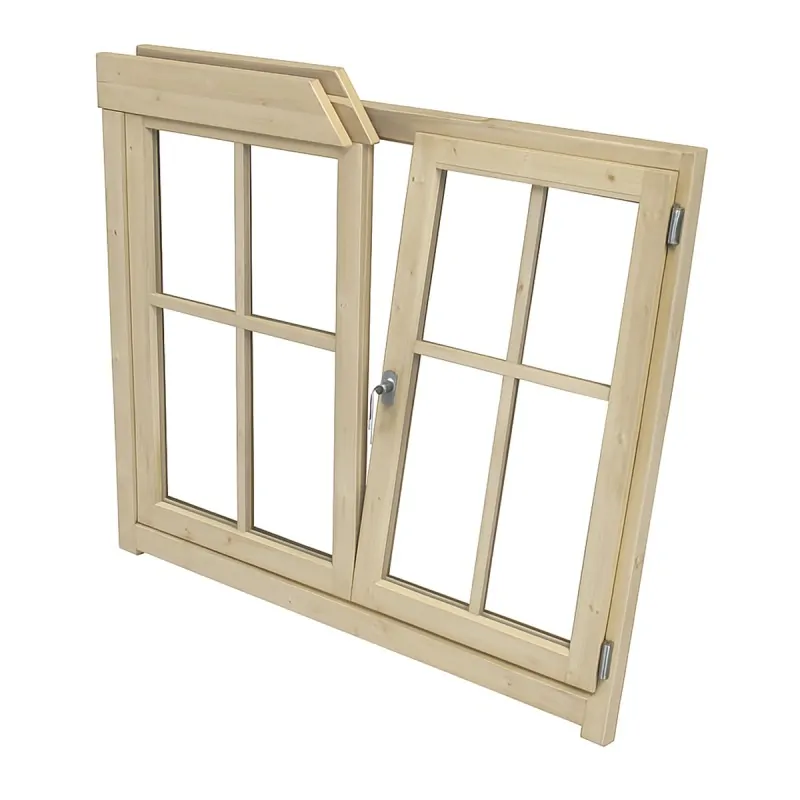 Wooden Double Window 28 mm – Opening System – 129 × 88.2 cm