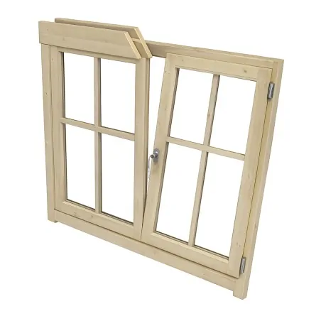 Wooden Double Window 28 mm – Opening System – 129 × 88.2 cm