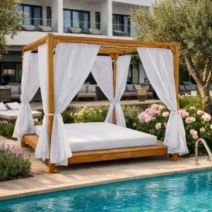 Double Wooden Beach Daybed