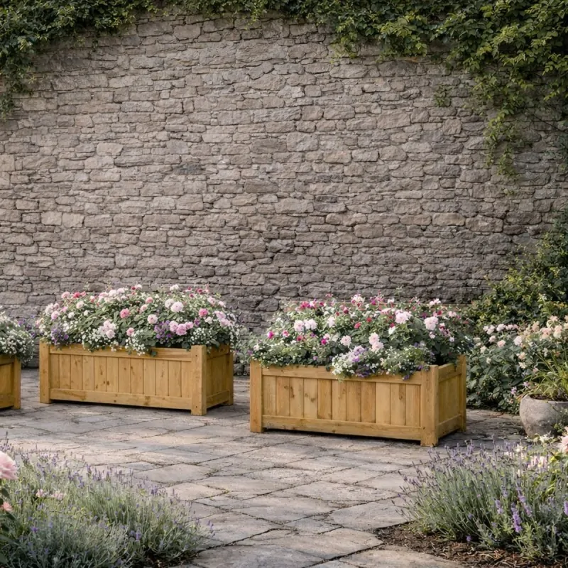 Granada Rectangular Wooden Planter 45x50x100cm