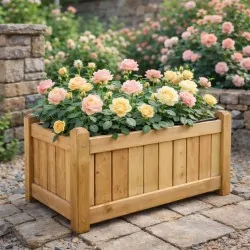 Granada Rectangular Wooden Planter 45x50x100cm