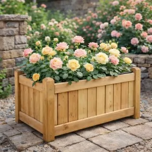 Granada Rectangular Wooden Planter 45x50x100cm