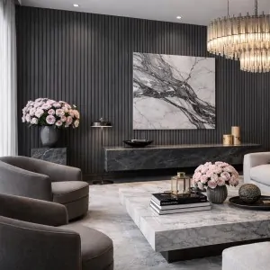 3D WPC Wall Cladding Slat Panel Grey 2.5x22x290cm - Co-Extrusion Wood Composite