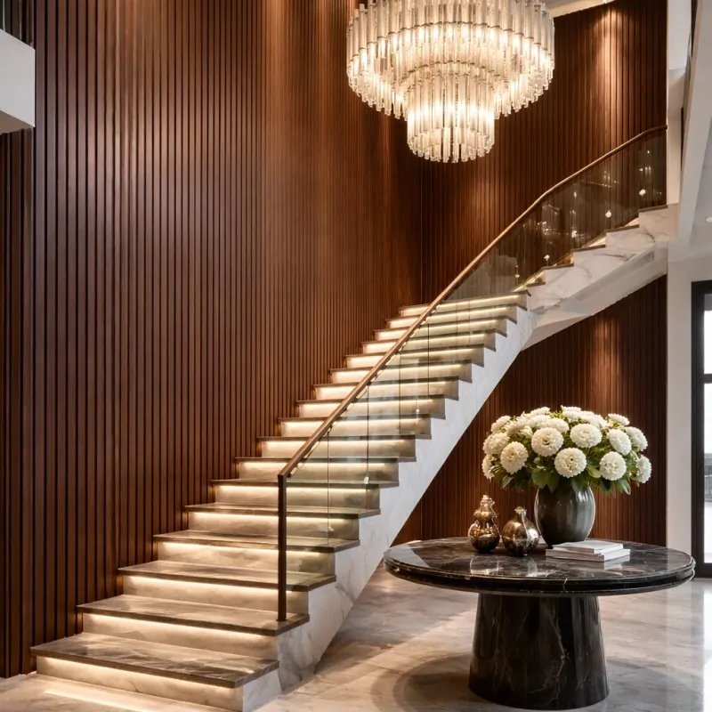 3D WPC Wall Cladding Slat Panel Coffee Brown 2.5x22x290cm - Co-Extrusion Wood Composite