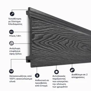 3D WPC cladding 2 x 15 x 290cm -grey