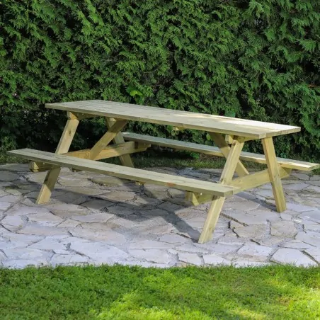 Wooden Picnic Table 200x151cm | Scandinavian Wood Seats 6-8