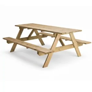 Wooden Picnic Table 200x151cm | Scandinavian Wood Seats 6-8