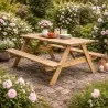 Wooden Picnic Table 200x151cm | Scandinavian Wood Seats 6-8